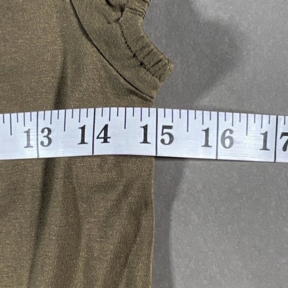 NWT - INC. Camo Green Tank Top Ruffle/Front Elastic Sleeves Size Small - Picture 7 of 11